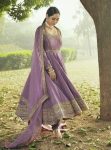 RICH LOOK CHINON SILK EMBROIDERY THREAD AND SEQUENCE WORK GOWN BOTTOM WITH DUPATTA FESTIVE WEAR WHOLESALE PRICE ETHNIC GARMENT (10)