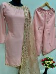 RICH LOOK DULL SATIN EMBROIDERY SEQUENCE WORK TOP PALAZZO WITH DUPATTA FESTIVE WEAR WHOLESALE PRICE ETHNIC GARMENT (2)