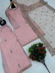 RICH LOOK DULL SATIN EMBROIDERY SEQUENCE WORK TOP PALAZZO WITH DUPATTA FESTIVE WEAR WHOLESALE PRICE ETHNIC GARMENT (2)