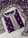 RICH LOOK FAUX GEORGETTE EMBROIDERY SEQUENCE AND BEADS WORK TOP PALAZZO WITH DUPATTA FESTIVE WEAR WHOLESALE PRICE ETHNIC GARMENT (2)