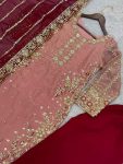 RICH LOOK FENDI SILK EMBROIDERY AND SEQUENCE WORK WITH RIVET MOTI WORK TOP PALAZZO WITH DUPATTA FESTIVE WEAR WHOLESALE PRICE ETHNIC GARMENT (4)