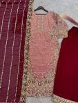 RICH LOOK FENDI SILK EMBROIDERY AND SEQUENCE WORK WITH RIVET MOTI WORK TOP PALAZZO WITH DUPATTA FESTIVE WEAR WHOLESALE PRICE ETHNIC GARMENT (4)