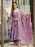 RICH LOOK FENDI SILK PLAIN GOWN PALAZZO WITH EMBROIDERY SEQUENCE WORK DUPATTA PARTY WEAR WHOLESALE PRICE ETHNIC GARMENT (10)