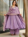 RICH LOOK FENDI SILK PLAIN GOWN PALAZZO WITH EMBROIDERY SEQUENCE WORK DUPATTA PARTY WEAR WHOLESALE PRICE ETHNIC GARMENT (10)