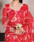RICH LOOK GEORGETTE DIGITAL PRINT AND PEARL LACE BORDER WORK SAREE WITH UNSTITCHED BLOUSE PARTY WEAR WHOLESALE PRICE ETHNIC GARMENT (7)