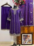 RICH LOOK GEORGETTE EMBROIDERY SEQUENCE WORK TOP BOTTOM WITH DUPATTA FESTIVE WEAR WHOLESALE PRICE ETHNIC GARMENT (5)