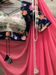 RICH LOOK GEORGETTE READY MADE LACE WORK SAREE WITH EMBROIDERY ZARI THREAD SEQUENCE WORK STITCHED BLOUSE AND WAIST BELT FESTIVE WEAR WHOLESALE PRICE ETHNIC GARMENT (9)