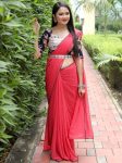 RICH LOOK GEORGETTE READY MADE LACE WORK SAREE WITH EMBROIDERY ZARI THREAD SEQUENCE WORK STITCHED BLOUSE AND WAIST BELT FESTIVE WEAR WHOLESALE PRICE ETHNIC GARMENT (9)