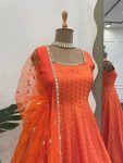 RICH LOOK JACQUARD SILK WEAVING WITH LACE BORDER GOWN BOTTOM WITH DUPATTA PARTY WEAR WHOLESALE PRICE ETHNIC GARMENT (3)