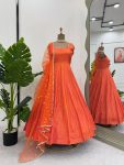 RICH LOOK JACQUARD SILK WEAVING WITH LACE BORDER GOWN BOTTOM WITH DUPATTA PARTY WEAR WHOLESALE PRICE ETHNIC GARMENT (3)