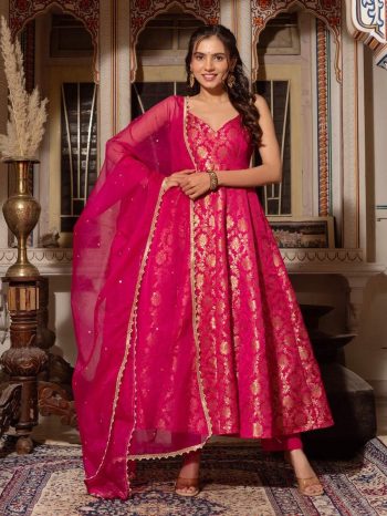 RICH LOOK JACQUARD SILK WEAVING WORK GOWN BOTTOM WITH DUPATTA RANI