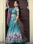 RICH LOOK MANIPURI SILK PRINTED WITH CONTRAST BORDER WORK LEHENGA CHOLI WITH DUPATTA FESTIVE WEAR WHOLESALE PRICE ETHNIC GARMENT (2)