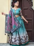 RICH LOOK MANIPURI SILK PRINTED WITH CONTRAST BORDER WORK LEHENGA CHOLI WITH DUPATTA FESTIVE WEAR WHOLESALE PRICE ETHNIC GARMENT (2)