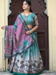 RICH LOOK MANIPURI SILK PRINTED WITH CONTRAST BORDER WORK LEHENGA CHOLI WITH DUPATTA FESTIVE WEAR WHOLESALE PRICE ETHNIC GARMENT (2)