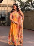 RICH LOOK TABBY DIGITAL PRINTED GOWN BOTTOM WITH DUPATTA FESTIVE WEAR WHOLESALE PRICE ETHNIC GARMENT (6)