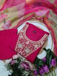 RICH LOOK VISCOSE CHANDERI SEQUENCE CODING EMBROIDERY WORK TOP BOTTOM WITH DUPATTA FESTIVE WEAR WHOLESALE PRICE ETHNIC GARMENT (7)