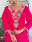 RICH LOOK VISCOSE CHANDERI SEQUENCE CODING EMBROIDERY WORK TOP BOTTOM WITH DUPATTA FESTIVE WEAR WHOLESALE PRICE ETHNIC GARMENT (7)