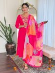RICH LOOK VISCOSE CHANDERI SEQUENCE CODING EMBROIDERY WORK TOP BOTTOM WITH DUPATTA FESTIVE WEAR WHOLESALE PRICE ETHNIC GARMENT (7)