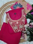 RICH LOOK VISCOSE CHANDERI SEQUENCE CODING EMBROIDERY WORK TOP BOTTOM WITH DUPATTA FESTIVE WEAR WHOLESALE PRICE ETHNIC GARMENT (7)
