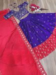 TRADITIONAL CHINON EMBROIDERY THREAD WITH SEQUENCE WORK LEHENGA CHOLI WITH DUPATTA PARTY WEAR WHOLESALE PRICE ETHNIC GARMENT (6)