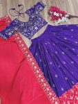 TRADITIONAL CHINON EMBROIDERY THREAD WITH SEQUENCE WORK LEHENGA CHOLI WITH DUPATTA PARTY WEAR WHOLESALE PRICE ETHNIC GARMENT (6)