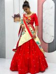 TRADITIONAL COTON KALAMKARI PRINTED HANDWORK LEHENGA CHOLI WITH DUPATTA PARTY WEAR WHOLESALE PRICE ETHNIC GARMENT (8)