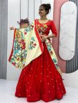 TRADITIONAL COTON KALAMKARI PRINTED HANDWORK LEHENGA CHOLI WITH DUPATTA PARTY WEAR WHOLESALE PRICE ETHNIC GARMENT (8)
