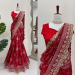 TRADITIONAL KOTA SILK JACQUARD EMBROIDERY SEQUENCE WORK SAREE WITH UNSTITCHED BLOUSE PARTY WEAR WHOLESALE PRICE ETHNIC GARMENT (4)