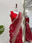 TRADITIONAL KOTA SILK JACQUARD EMBROIDERY SEQUENCE WORK SAREE WITH UNSTITCHED BLOUSE PARTY WEAR WHOLESALE PRICE ETHNIC GARMENT (4)