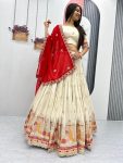 TRENDING BANARASI SILK EMBROIDERY THREAD & SEQUENCE WORK LEHENGA CHOLI WITH DUPATTA PARTY WEAR WHOLESALE PRICE ETHNIC GARMENT (3)