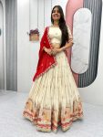 TRENDING BANARASI SILK EMBROIDERY THREAD & SEQUENCE WORK LEHENGA CHOLI WITH DUPATTA PARTY WEAR WHOLESALE PRICE ETHNIC GARMENT (3)