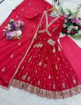 TRENDING CHINON EMBROIDERY SEQUENCE WORK ALIA CUT DESIGN GOWN BOTTOM WITH DUPATTA FESTIVE WEAR WHOLESALE PRICE ETHNIC GARMENT (2)