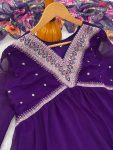 TRENDING GEORGETTE EMBROIDERY SEQUENCE WORK ALIA CUT TOP BOTTOM WITH DUPATTA PARTY WEAR WHOLESALE PRICE ETHNIC GARMENT (6)