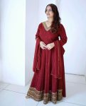 TRENDING GEORGETTE EMBROIDERY SEQUENCE WORK GOWN BOTTOM WITH DUPATTA PARTY WEAR WHOLESALE PRICE ETHNIC GARMENT (4)