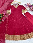TRENDING GEORGETTE EMBROIDERY SEQUENCE WORK GOWN BOTTOM WITH DUPATTA PARTY WEAR WHOLESALE PRICE ETHNIC GARMENT (4)