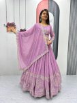 TRENDING GEORGETTE EMBROIDERY SEQUENCE WORK LEHENGA CHOLI WITH DUPATTA WEDDING WEAR WHOLESALE PRICE ETHNIC GARMENT (4)
