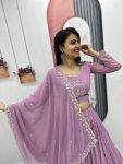 TRENDING GEORGETTE EMBROIDERY SEQUENCE WORK LEHENGA CHOLI WITH DUPATTA WEDDING WEAR WHOLESALE PRICE ETHNIC GARMENT (4)