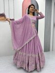 TRENDING GEORGETTE EMBROIDERY SEQUENCE WORK LEHENGA CHOLI WITH DUPATTA WEDDING WEAR WHOLESALE PRICE ETHNIC GARMENT (4)