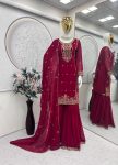 TRENDING GEORGETTE EMBROIDERY SEQUENCE WORK TOP SHARARA WITH DUPATTA PARTY WEAR WHOLESALE PRICE ETHNIC GARMENT (9)
