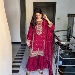 TRENDING GEORGETTE EMBROIDERY SEQUENCE WORK TOP SHARARA WITH DUPATTA PARTY WEAR WHOLESALE PRICE ETHNIC GARMENT (9)