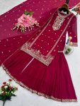 TRENDING GEORGETTE EMBROIDERY SEQUENCE WORK TOP SHARARA WITH DUPATTA PARTY WEAR WHOLESALE PRICE ETHNIC GARMENT (9)