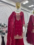 TRENDING GEORGETTE EMBROIDERY SEQUENCE WORK TOP SHARARA WITH DUPATTA PARTY WEAR WHOLESALE PRICE ETHNIC GARMENT (9)