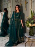 RENDING GEORGETTE EMBROIDERY SEQUENCE WORK GOWN BOTTOM WITH DUPATTA GREEN