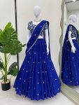 TRENDING GEORGETTE THREAD SEQUENCE WORK LEHENGA SAREE WITH UNSTITCHED BLOUSE PARTY WEAR WHOLESALE PRICE ETHNIC GARMENT (4)