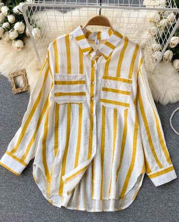 TRENDING RAYON DIGITAL PRINTED FULL SLEEVE TWO POCKET STYLE SHIRT YELLOW