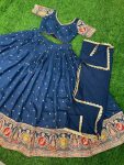TRENDING ROMAN SILK EMBROIDERY ZARI SEQUENCE WORK LEHENGA CHOLI WITH DUPATTA PARTY WEAR WHOLESALE PRICE ETHNIC GARMENT (9)
