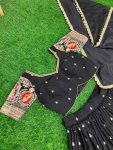 TRENDING ROMAN SILK EMBROIDERY ZARI SEQUENCE WORK LEHENGA CHOLI WITH DUPATTA PARTY WEAR WHOLESALE PRICE ETHNIC GARMENT (7)