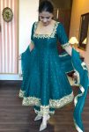 TRENDING VICHITRA SILK EMBROIDERY SEQUENCE WORK GOWN BOTTOM WITH DUPATTA RAMA