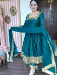 TRENDING VICHITRA SILK EMBROIDERY SEQUENCE WORK GOWN BOTTOM WITH DUPATTA FESTIVE WEAR WHOLESALE PRICE ETHNIC GARMENT (10)