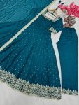 TRENDING VICHITRA SILK EMBROIDERY SEQUENCE WORK GOWN BOTTOM WITH DUPATTA FESTIVE WEAR WHOLESALE PRICE ETHNIC GARMENT (10)